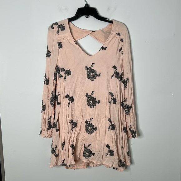 Free People Emma Pink Floral Embroidered Mini Dress - Picture 2 of 11